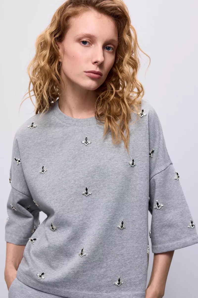 SUMMUM Boxy sweatshirt Embellished Sweat