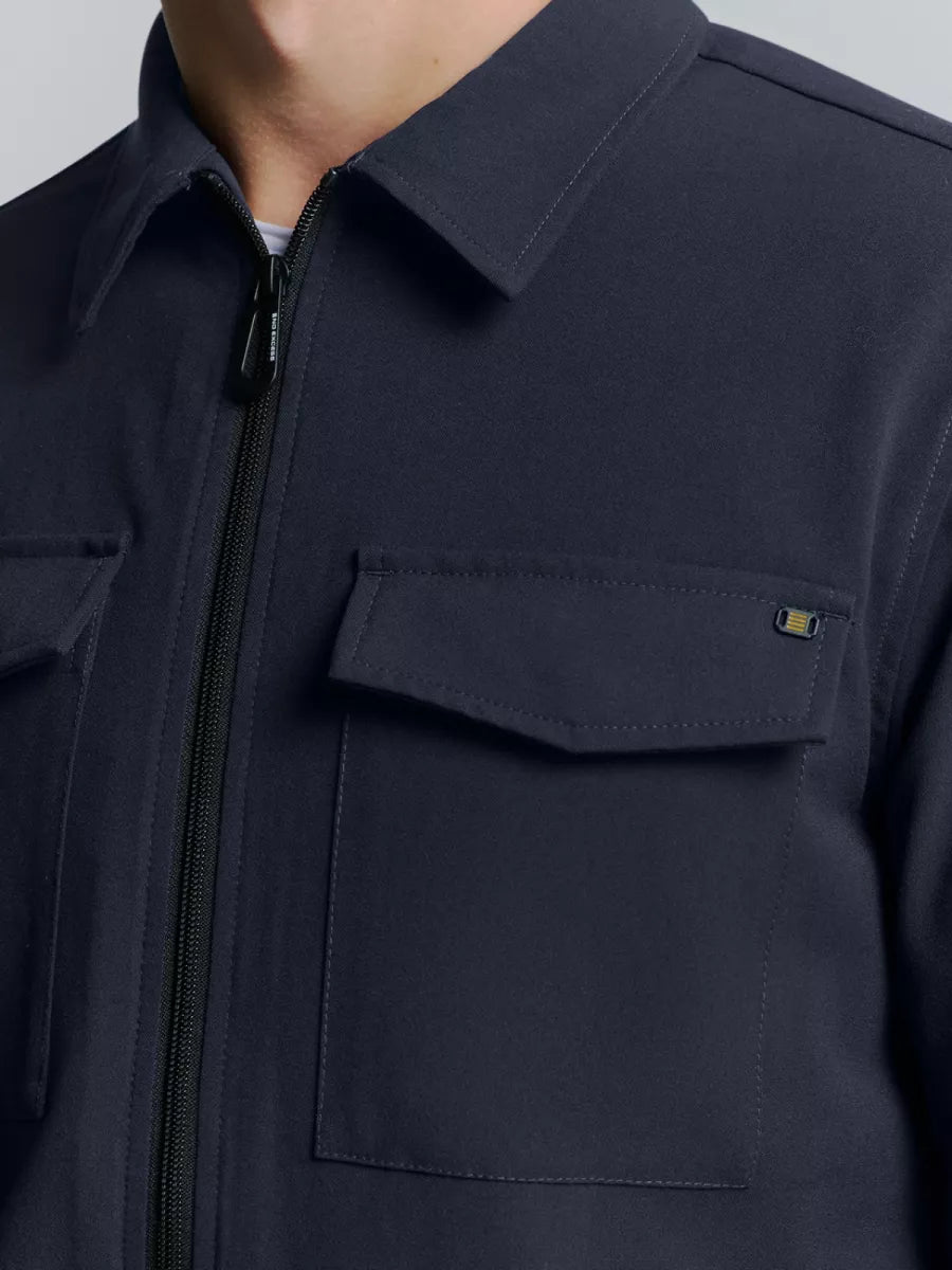 NO EXCESS Overshirt Zip Closure Stretch