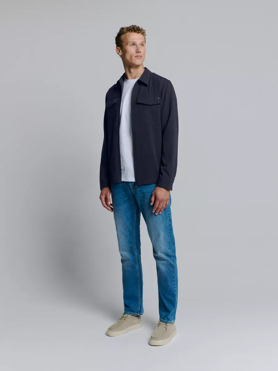 NO EXCESS Overshirt Zip Closure Stretch