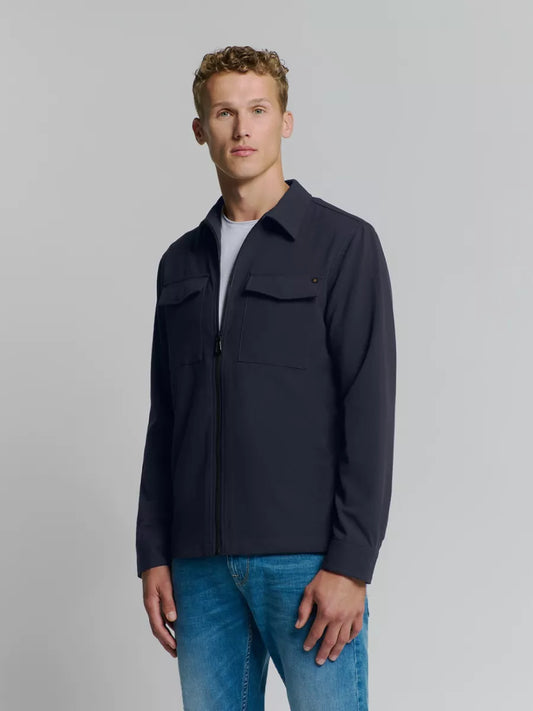 NO EXCESS Overshirt Zip Closure Stretch