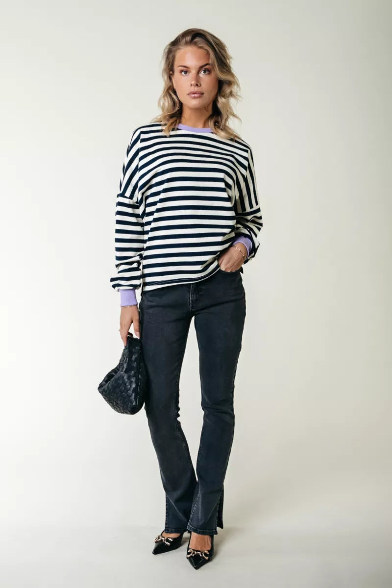 COLORFUL REBEL Stripe Contrast Dropped Shoulder Sweat