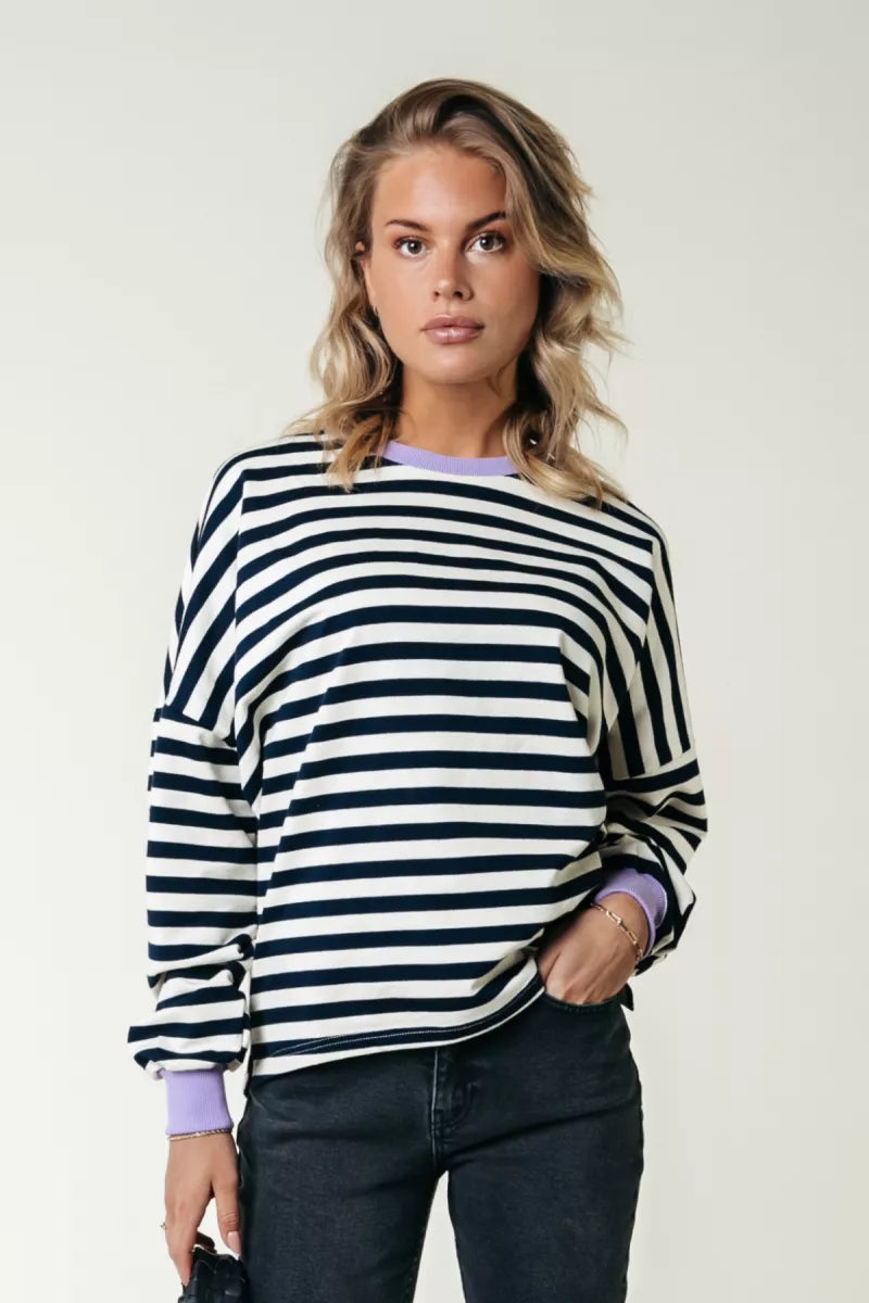 COLORFUL REBEL Stripe Contrast Dropped Shoulder Sweat