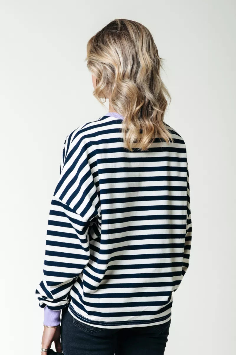 COLORFUL REBEL Stripe Contrast Dropped Shoulder Sweat