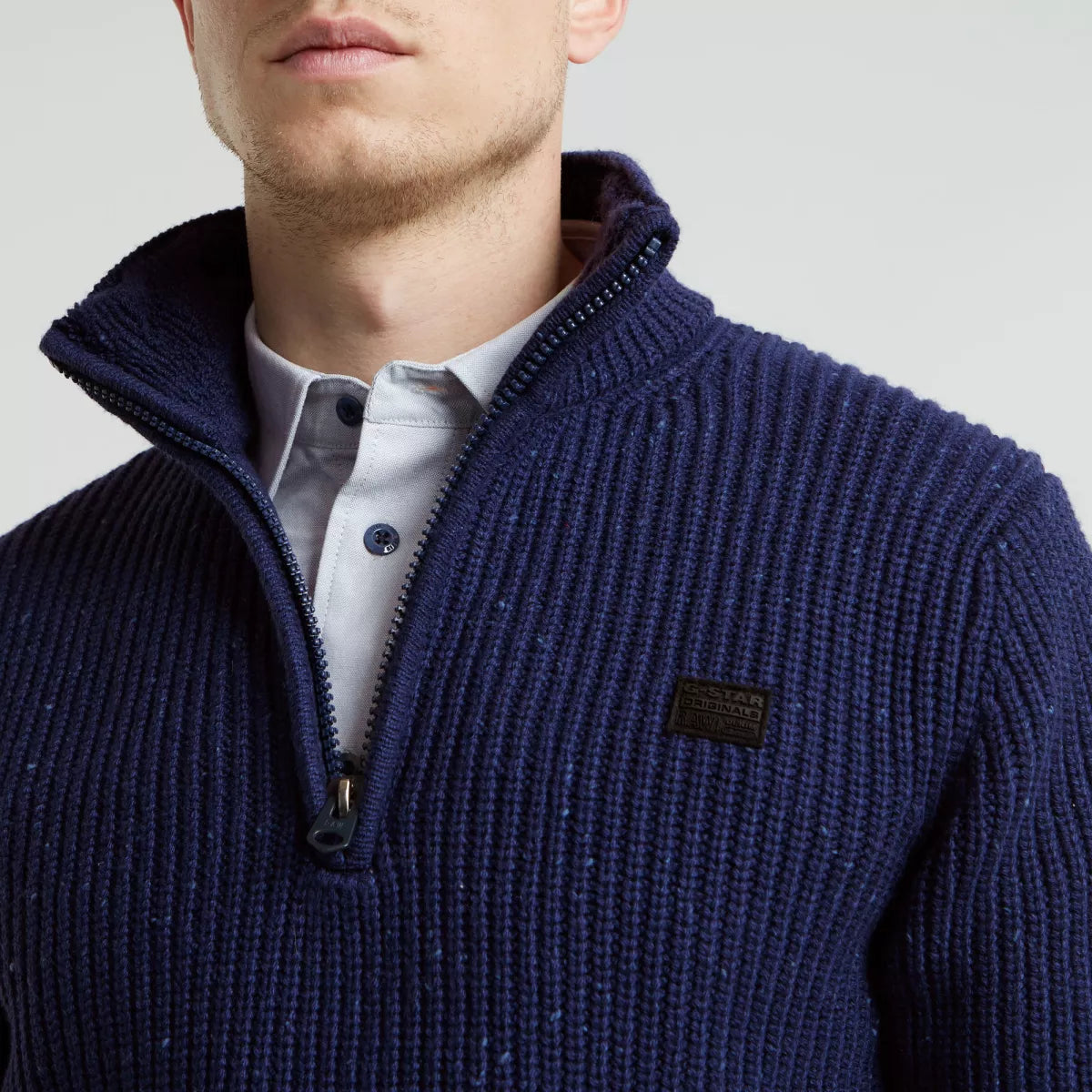 G-STAR Double Collar Skipper knit - Imperial Blue