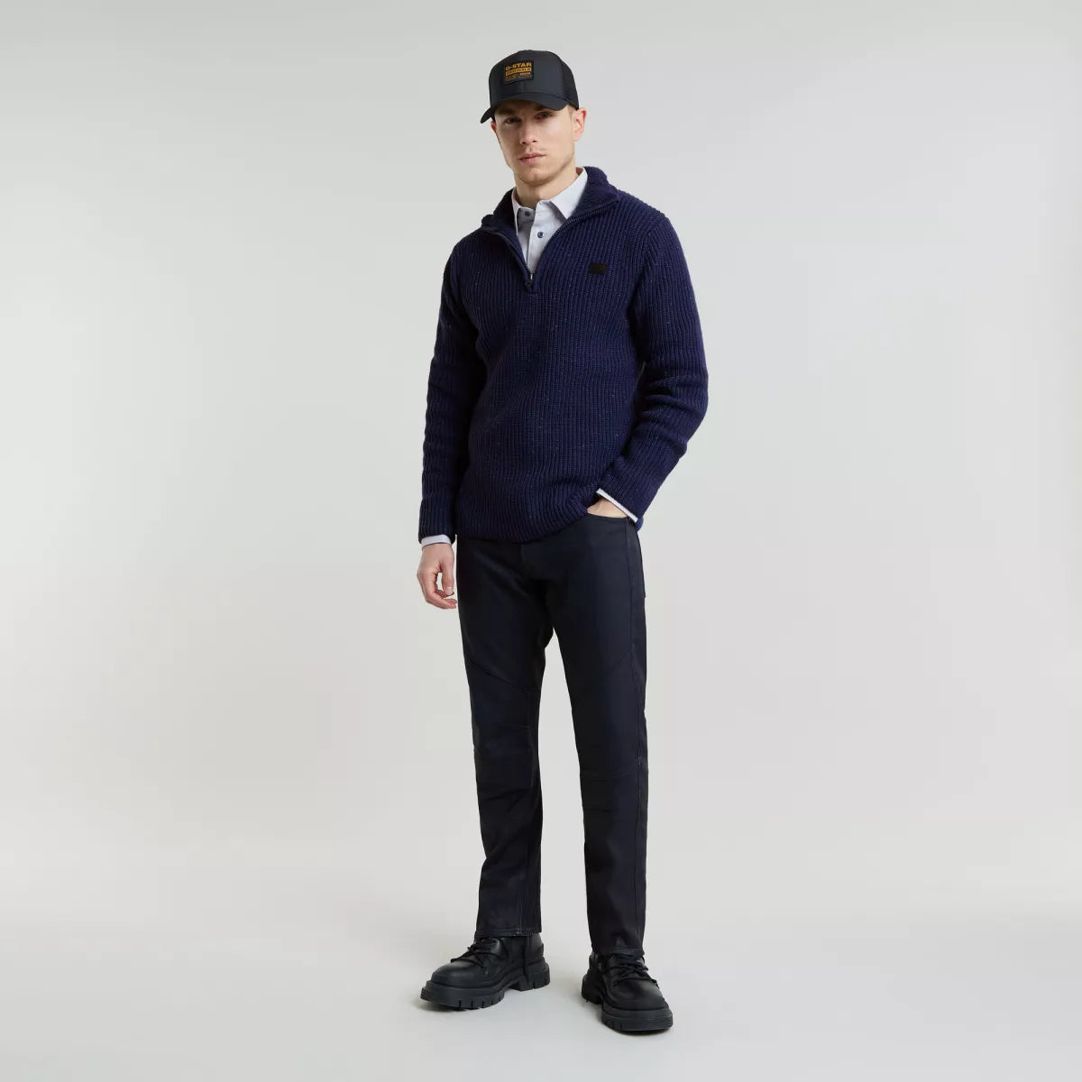 G-STAR Double Collar Skipper knit - Imperial Blue