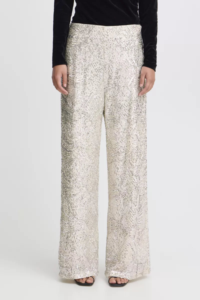 ICHI Fauca Frosted Almond Trousers