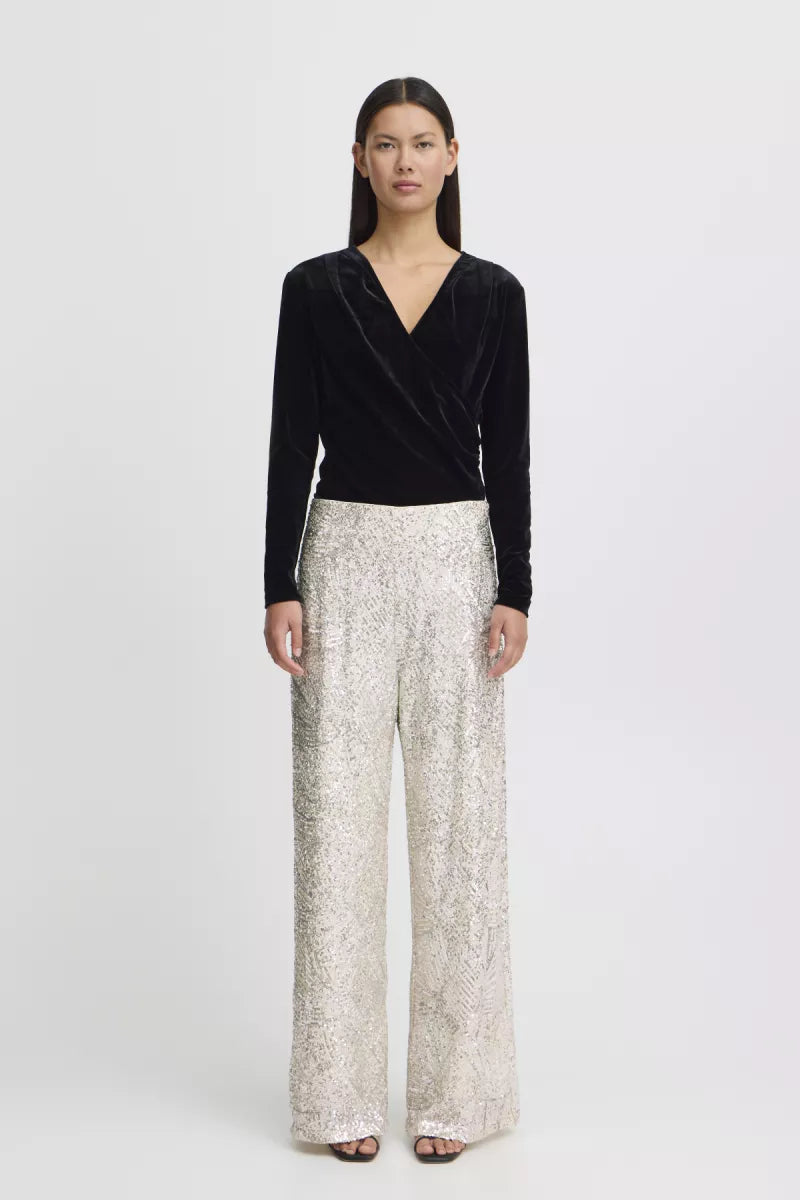 ICHI Fauca Frosted Almond Trousers