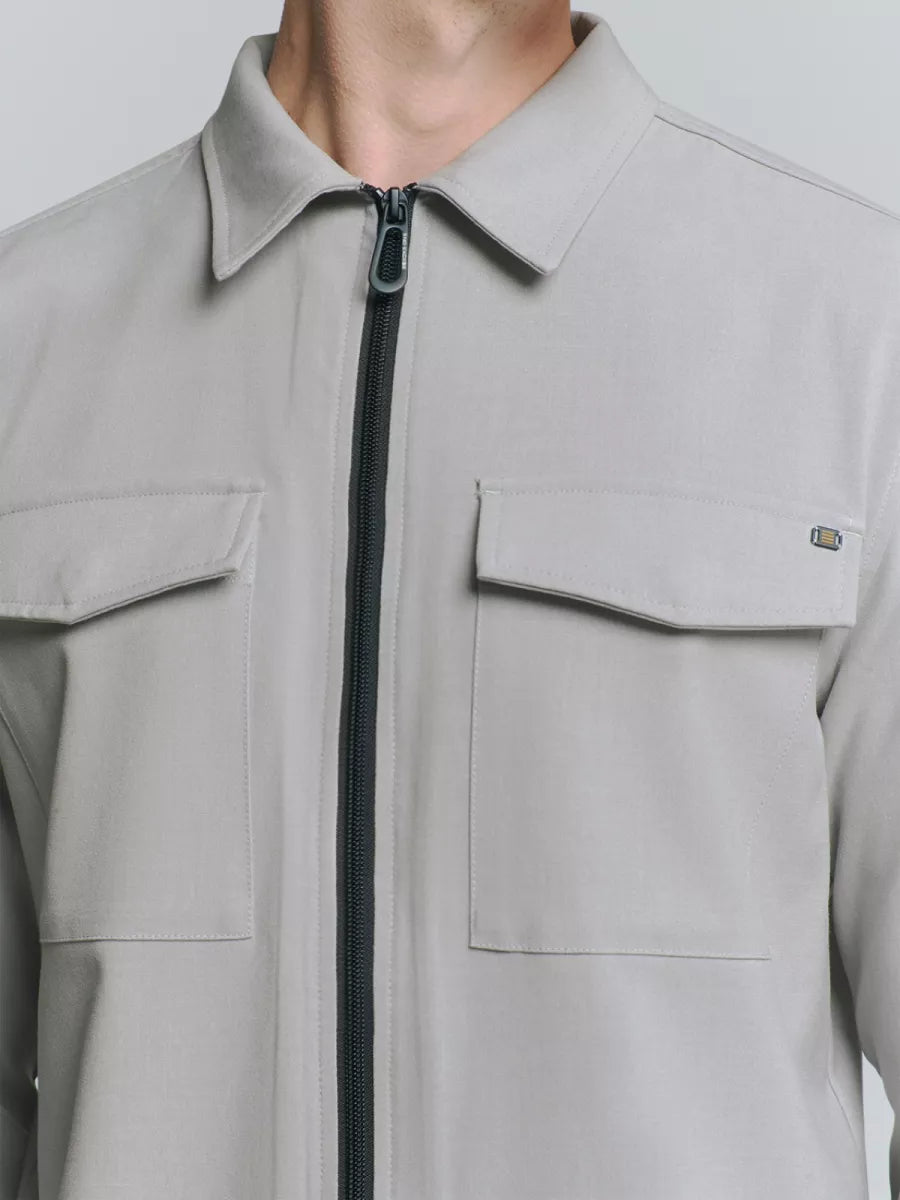 NO EXCESS Overshirt Zip Closure Stretch