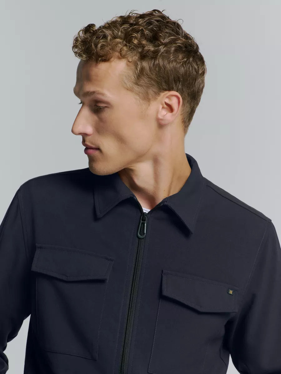 NO EXCESS Overshirt Zip Closure Stretch