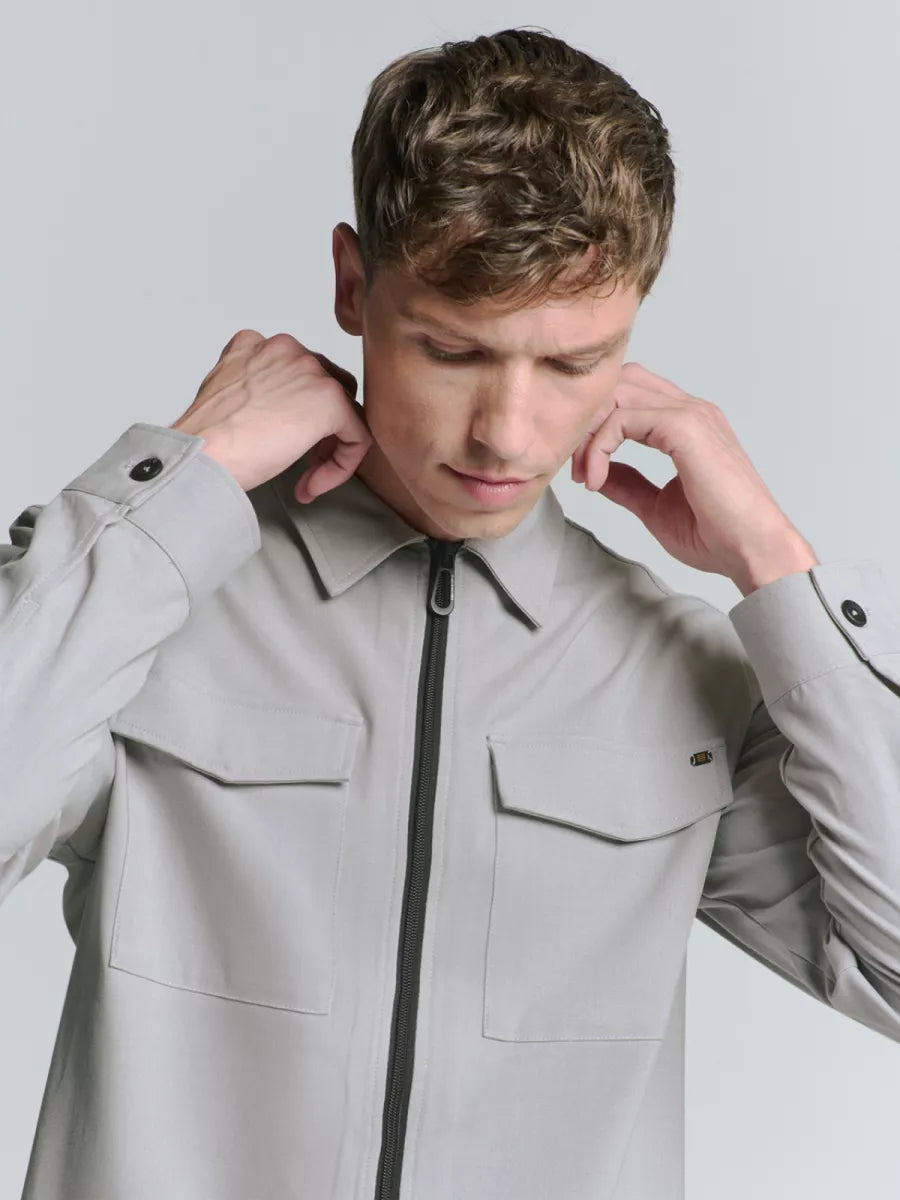 NO EXCESS Overshirt Zip Closure Stretch