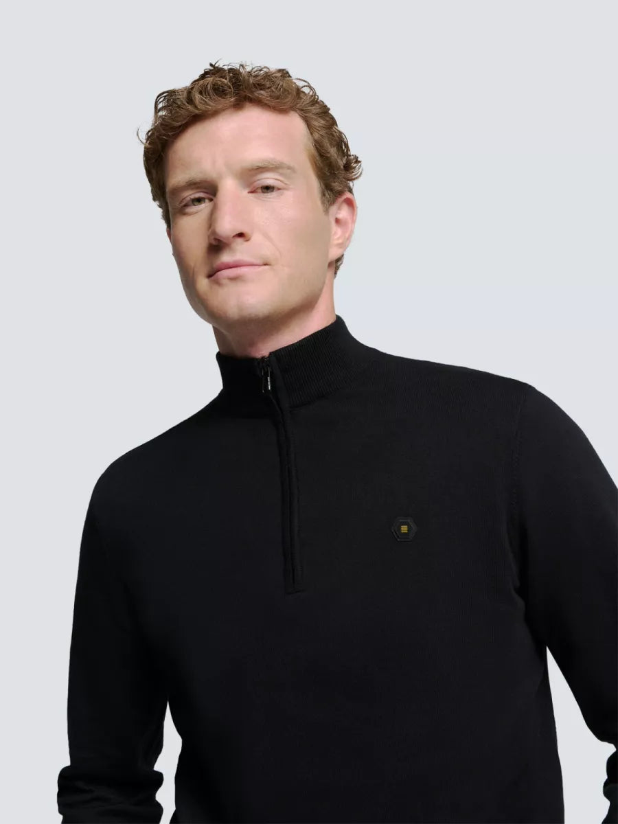 NO EXCESS Pullover Half Zip 2 Coloured Melange