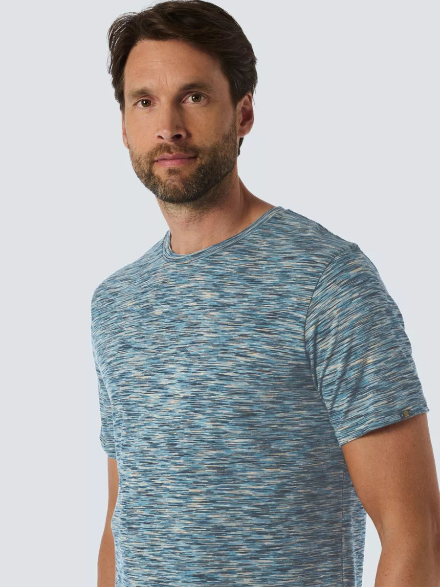 NO EXCESS T-Shirt Crewneck Multi Coloured Melange Stripes