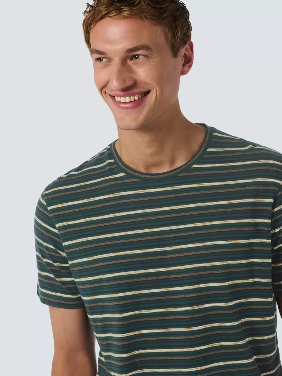 NO EXCESS T-Shirt Crewneck Multi Coloured Stripes