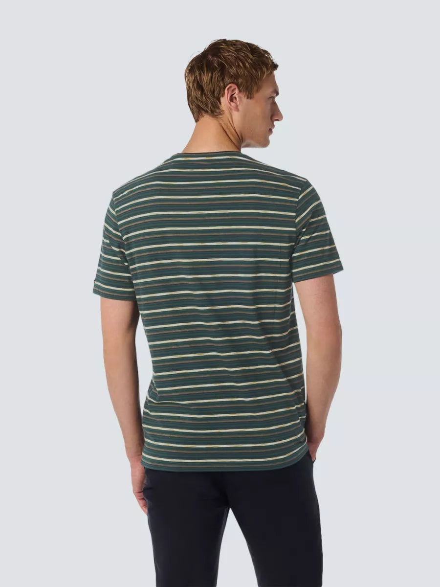 NO EXCESS T-Shirt Crewneck Multi Coloured Stripes