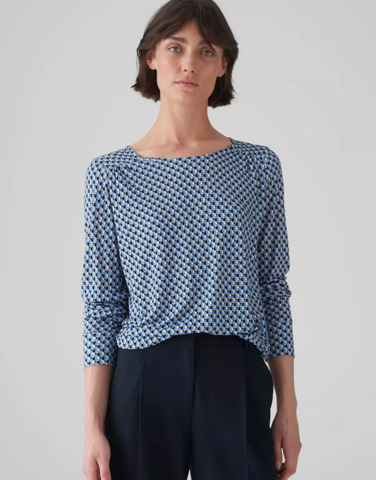 OPUS Shirt Sutha Abstract - Blauw