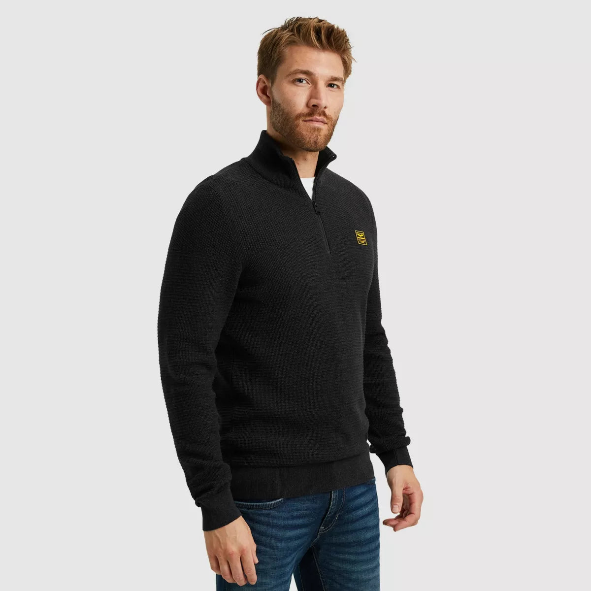 PME-LEGEND Half zip Cotton Mouline - Black