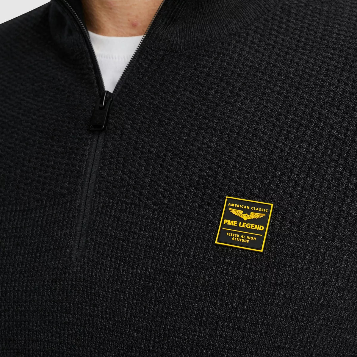 PME-LEGEND Half zip Cotton Mouline - Black