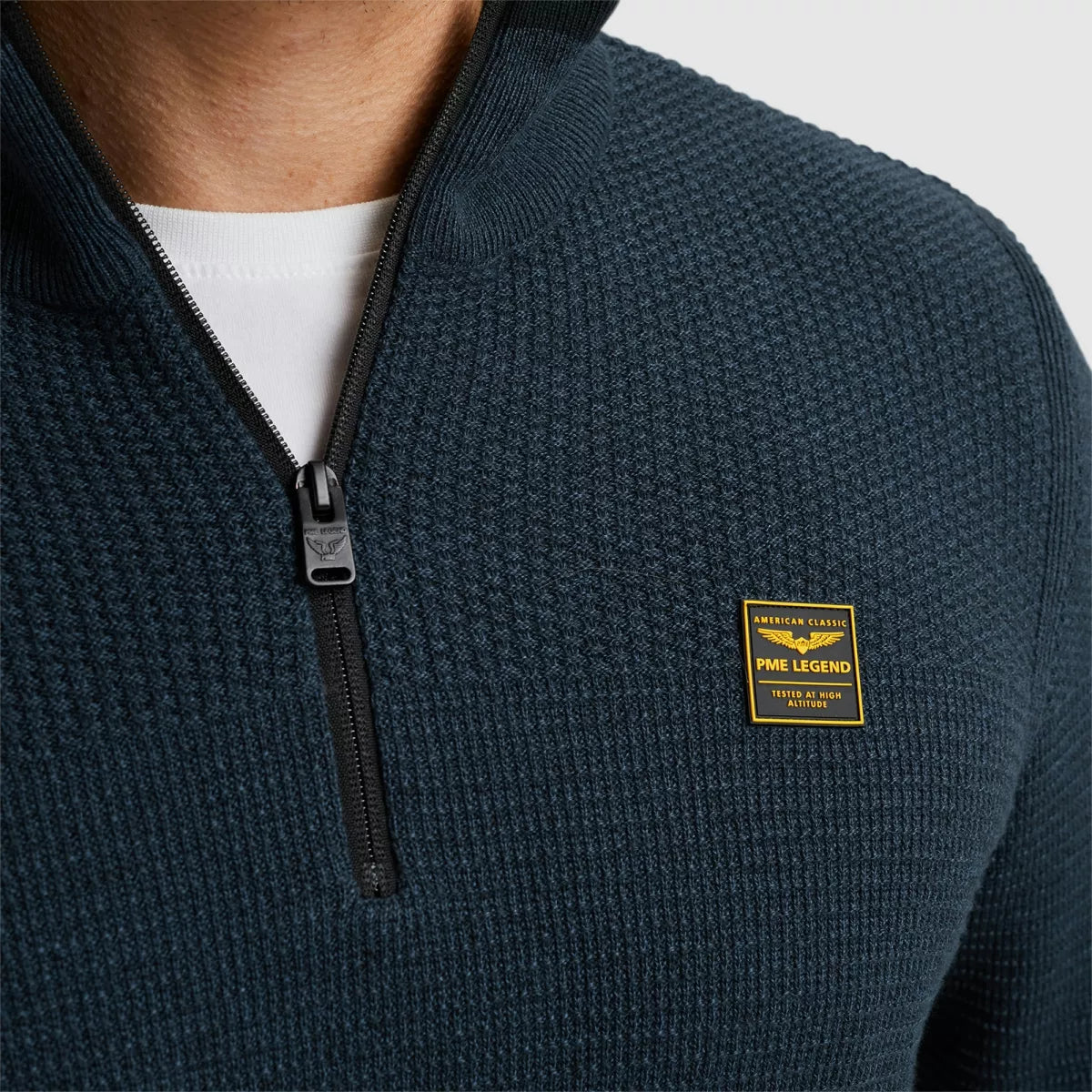 PME-LEGEND Half zip Cotton Mouline - Blue