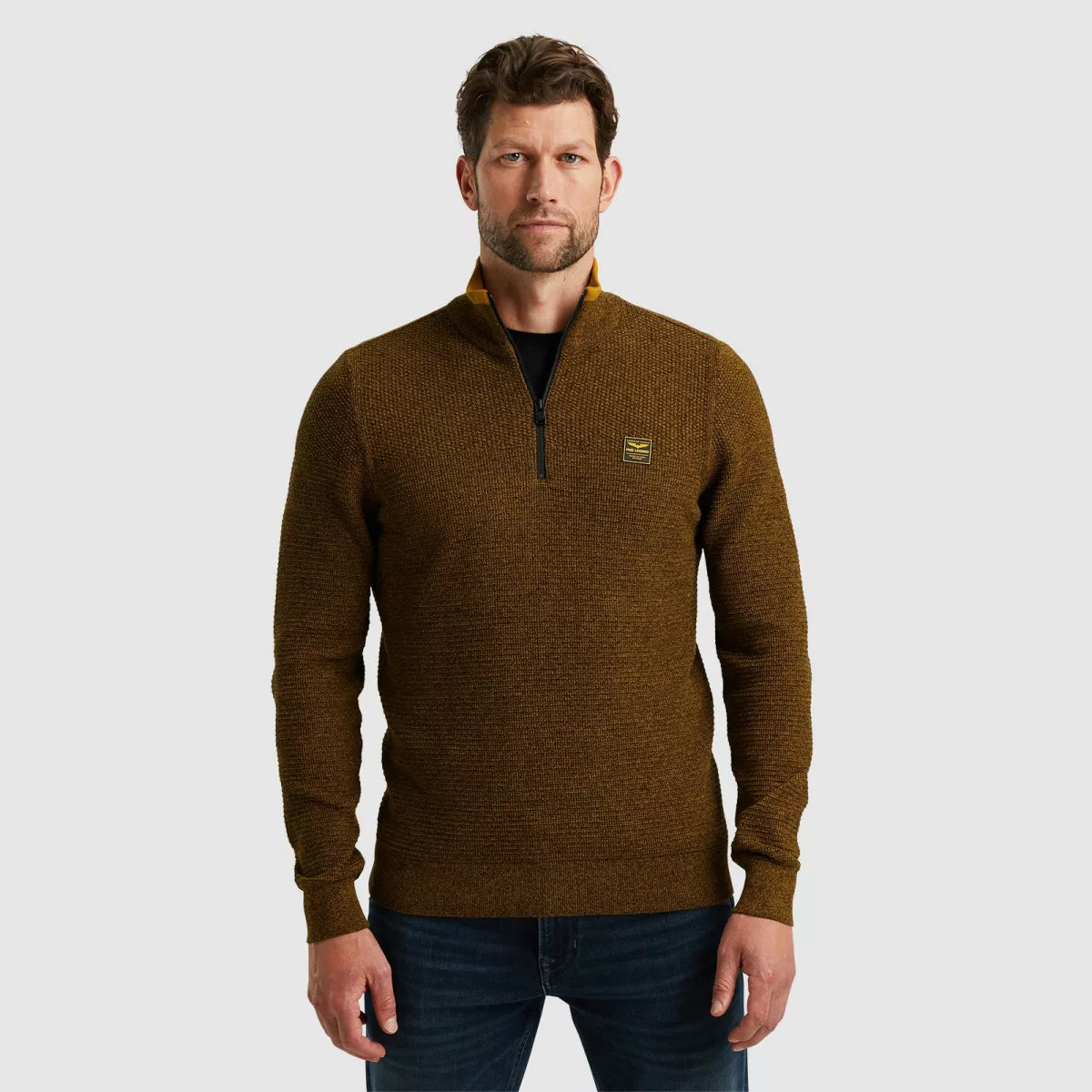 PME-LEGEND Half zip Cotton Mouline - Bruin