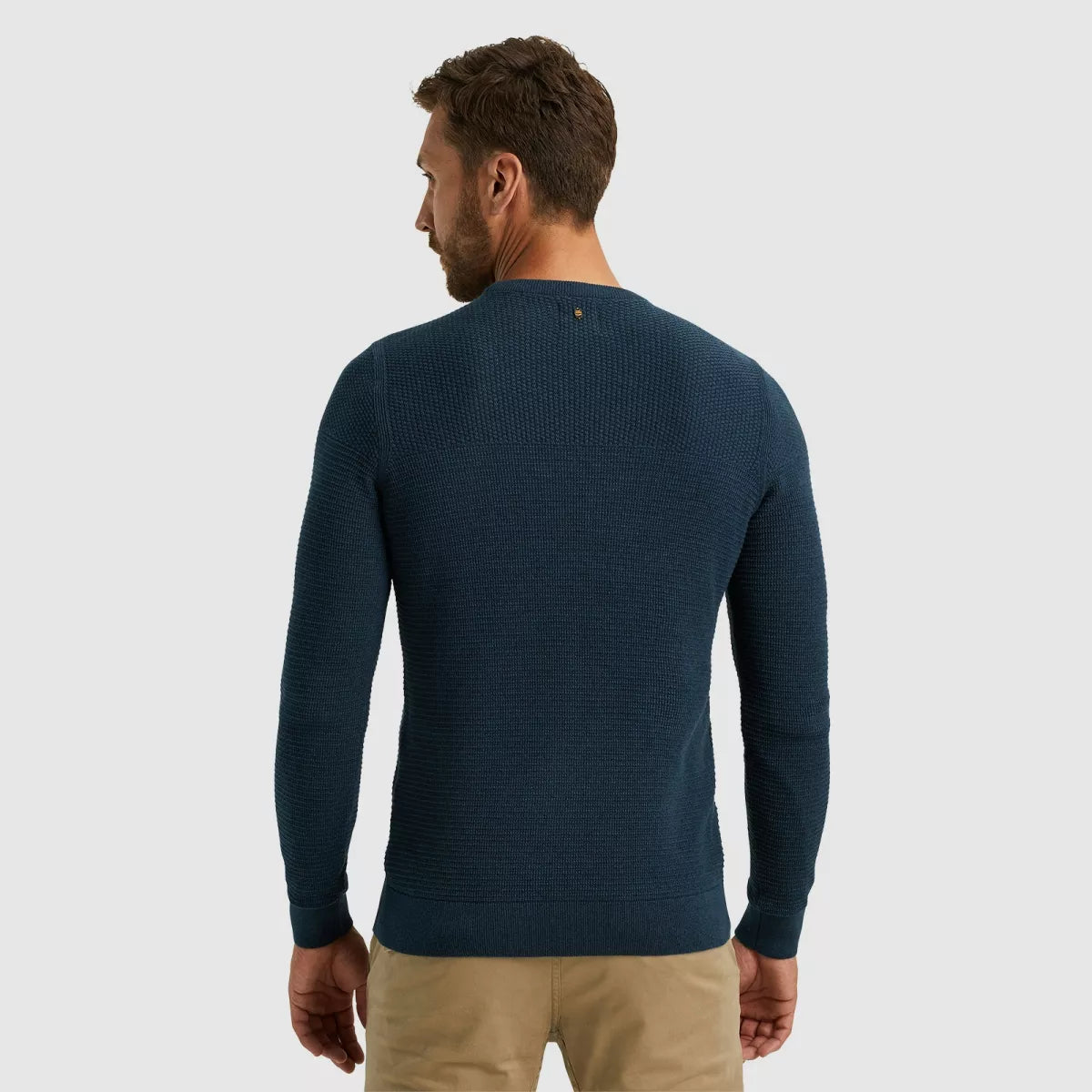 PME-LEGEND Rneck Cotton Mouline - Blauw