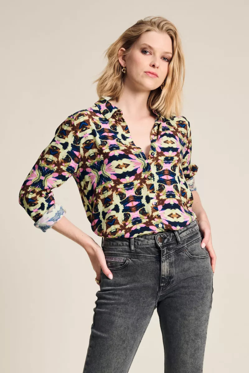 POM AMSTERDAM Mila Butterfly Sky Blouse