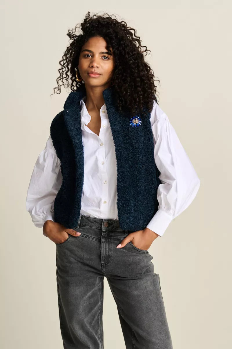 POM AMSTERDAM Teddy Love Gilet - Navy