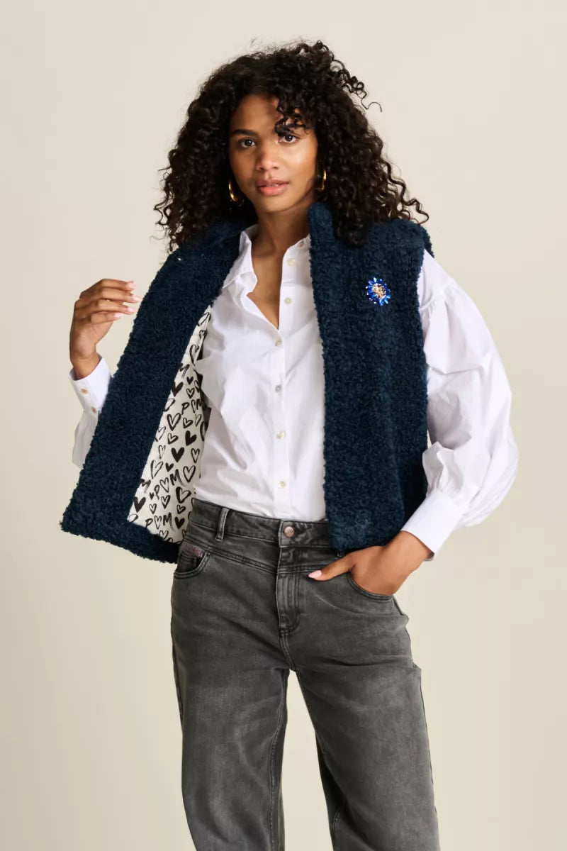 POM AMSTERDAM Teddy Love Gilet - Navy