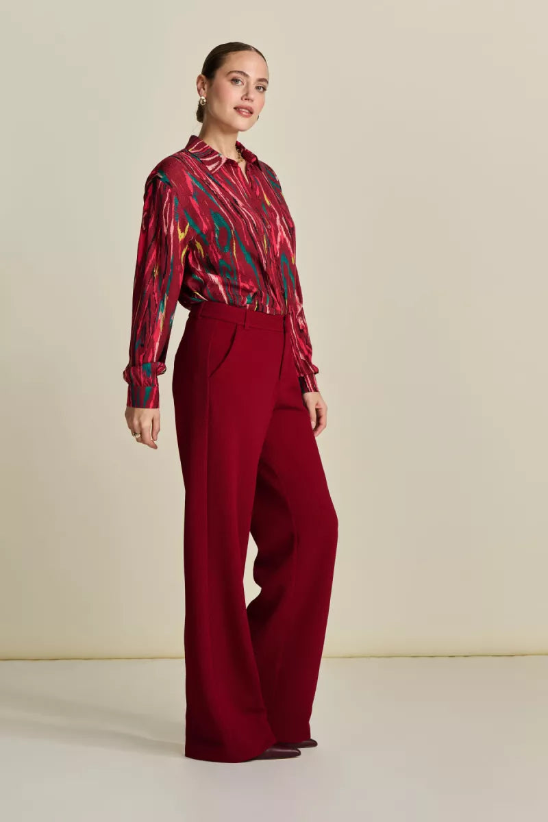 POM AMSTERDAM Wide Leg Pant Burgundy