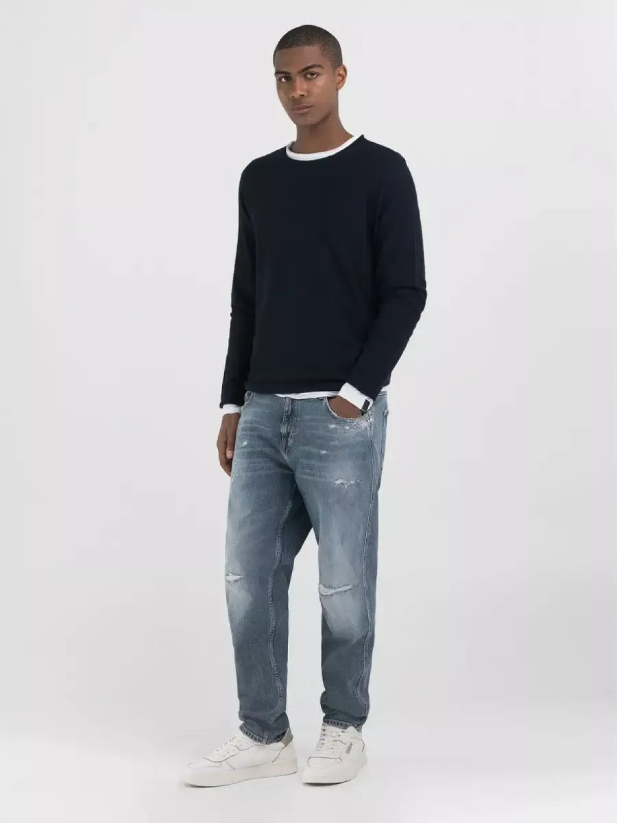 REPLAY Crew-Neck Pullover - Donkerblauw