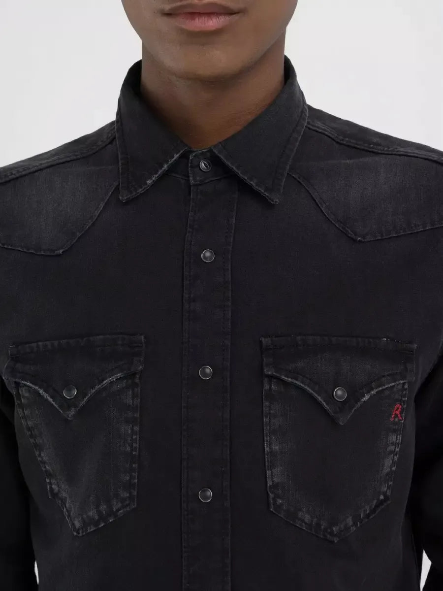 REPLAY Western Denim Shirt - Black Washed