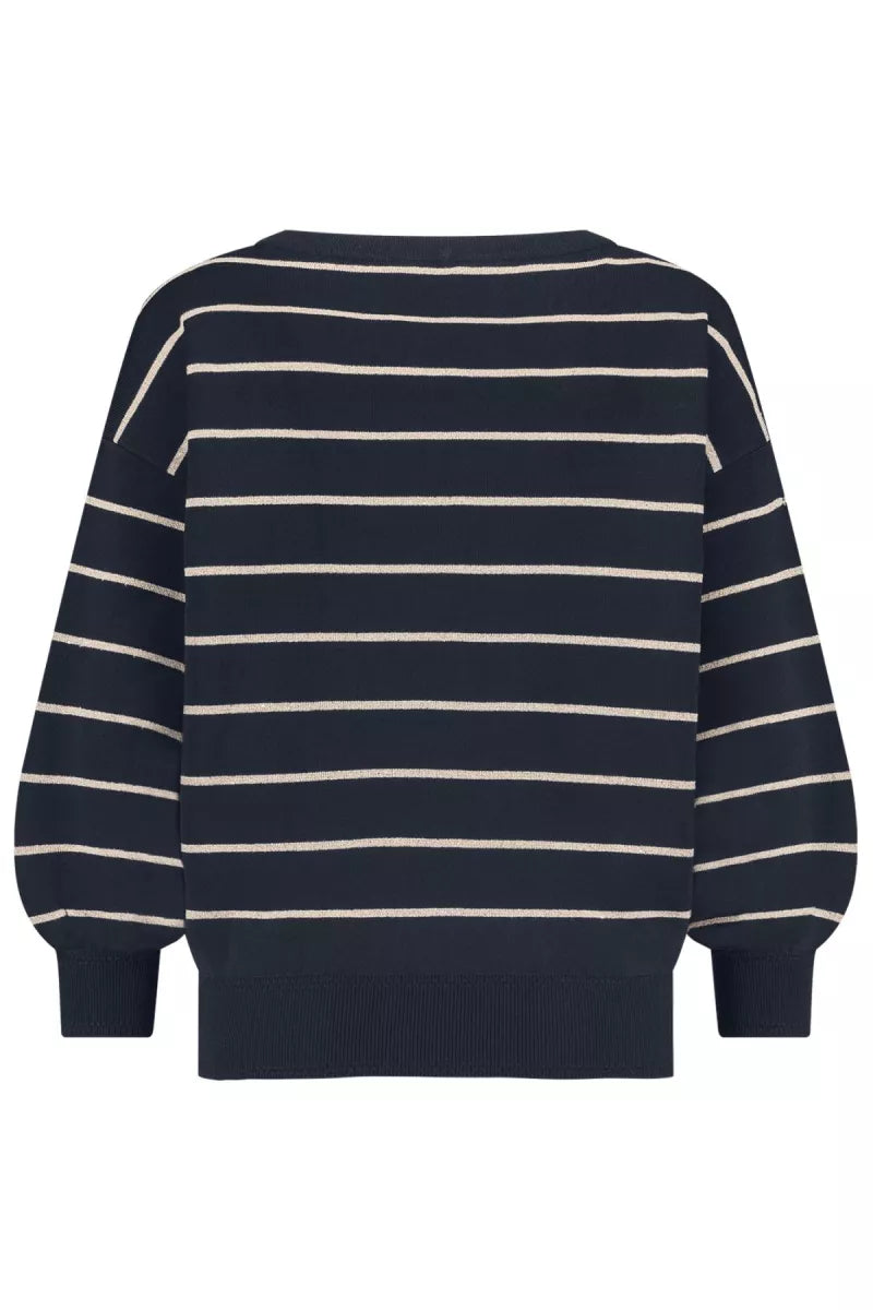 STUDIO ANNELOES Farah stripe lurex pullover (Blue)