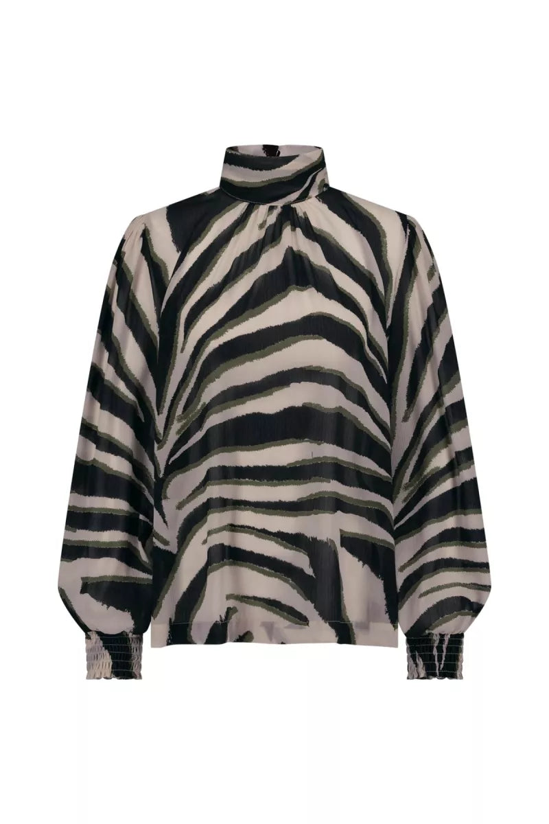 STUDIO ANNELOES Izza zebra crepe top