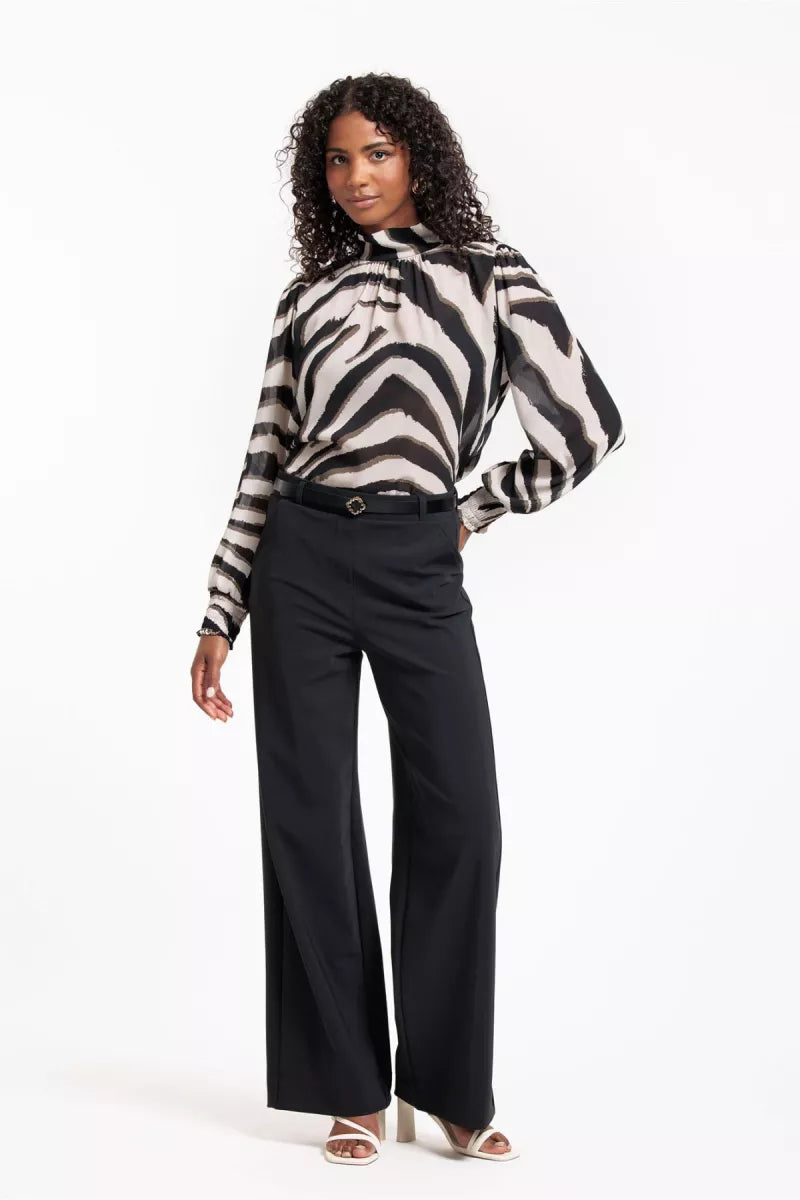 STUDIO ANNELOES Izza zebra crepe top