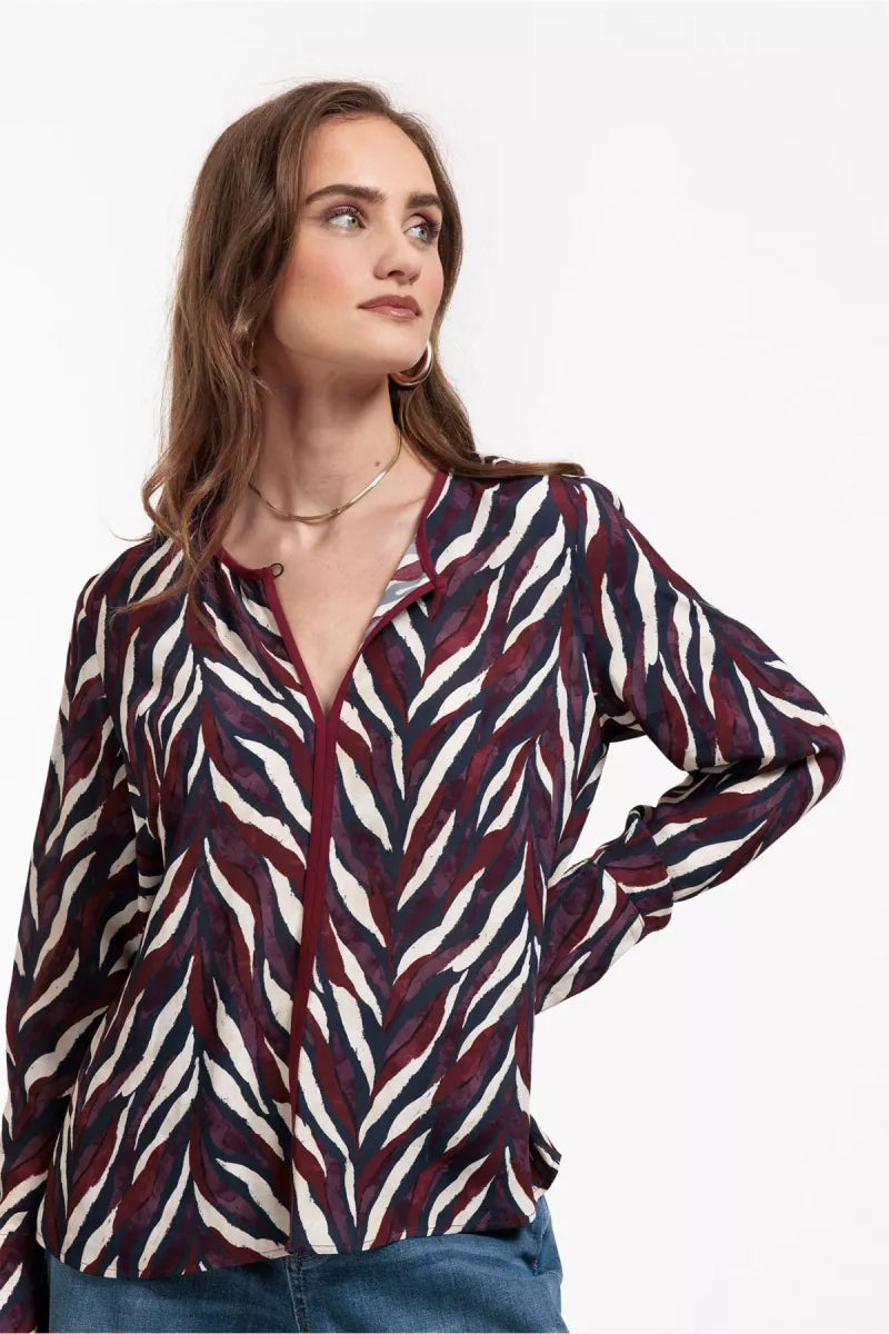 STUDIO ANNELOES Veerle Leaves crepe blouse