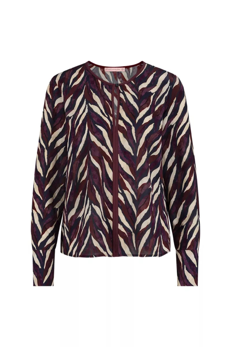 STUDIO ANNELOES Veerle Leaves crepe blouse