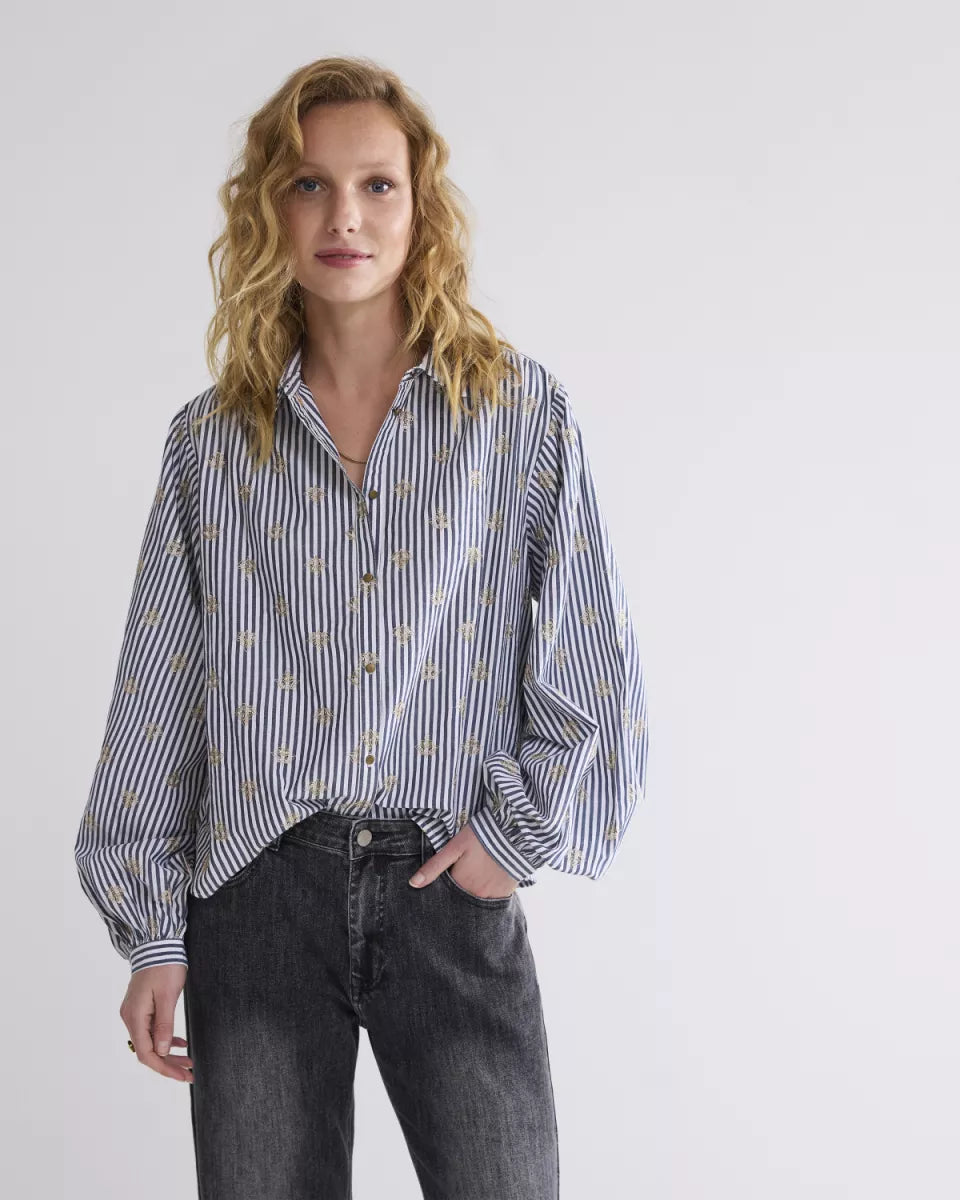 SUMMUM Blouse Scattered Embrostripe