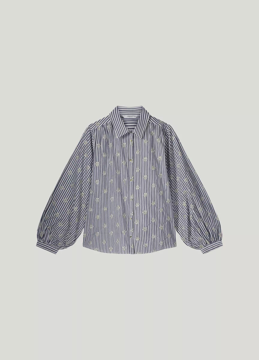 SUMMUM Blouse Scattered Embrostripe