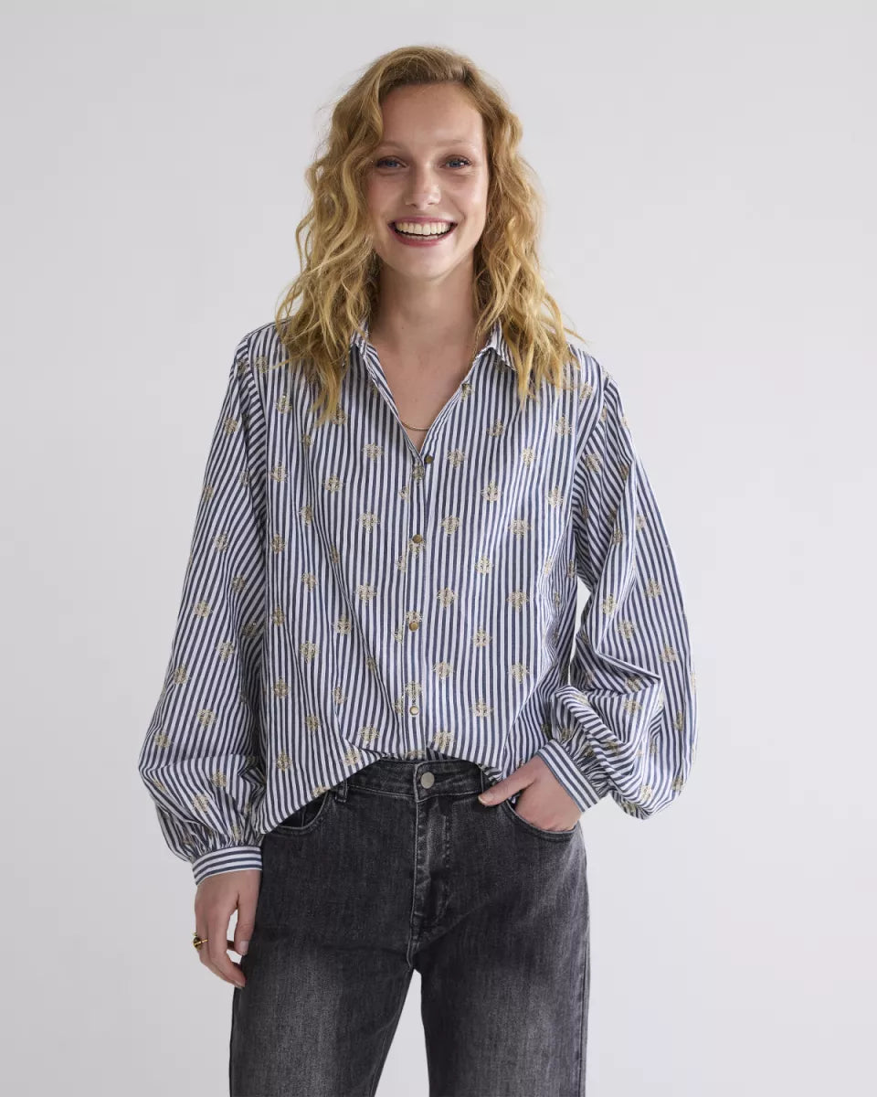 SUMMUM Blouse Scattered Embrostripe