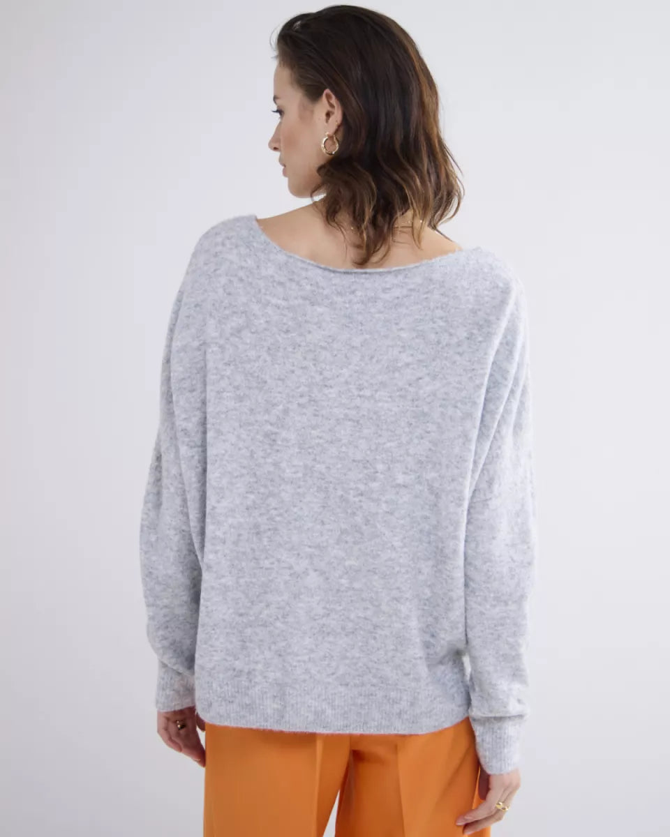 SUMMUM Boat neck sweater wool elastane blend knit