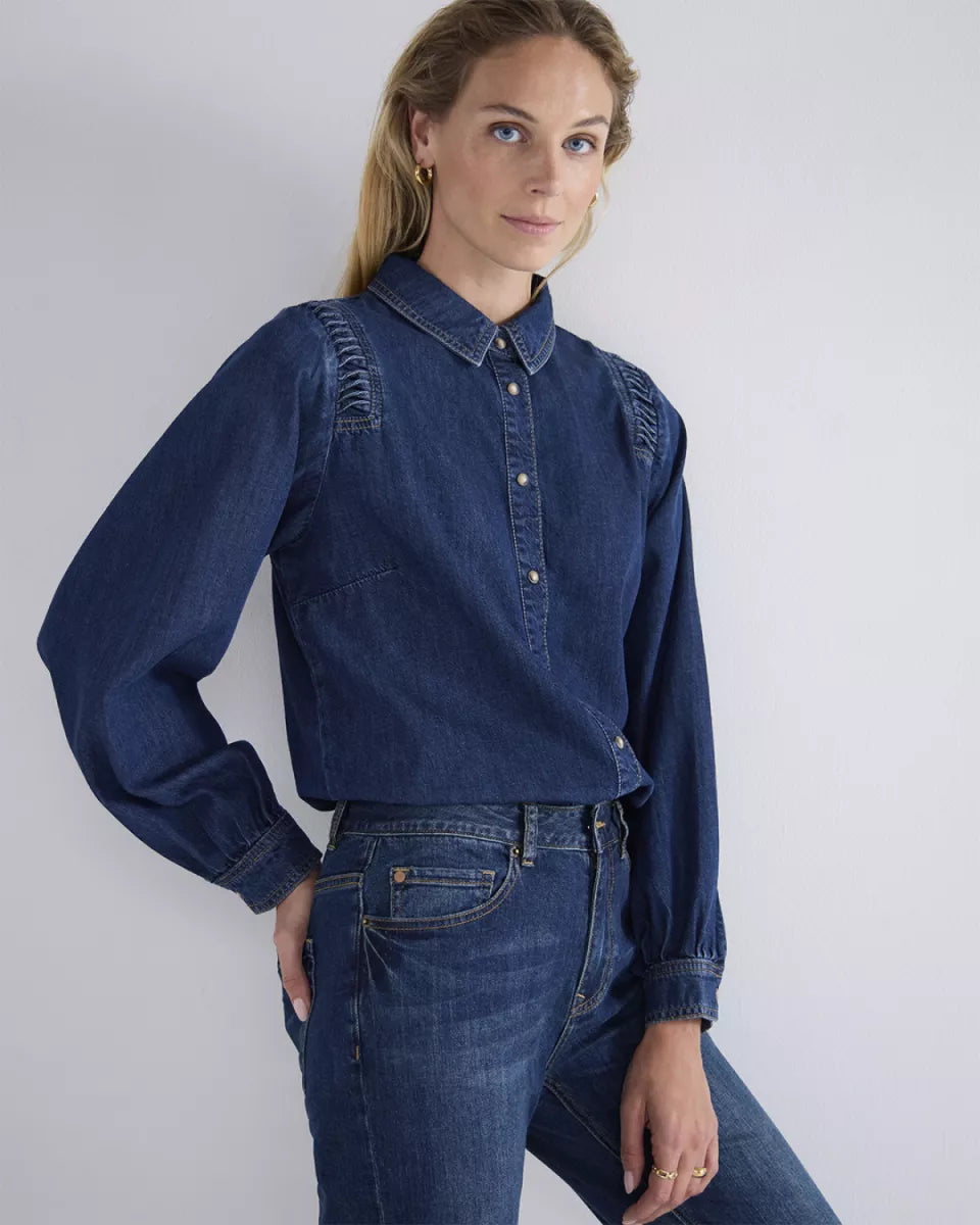 SUMMUM Denim blouse lightweight cotton tencel