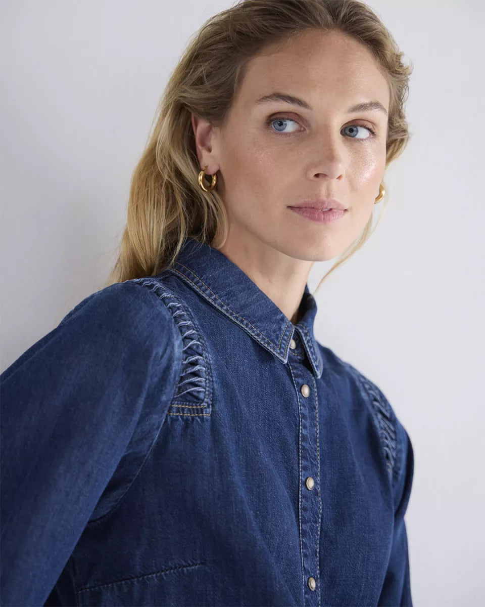 SUMMUM Denim blouse lightweight cotton tencel