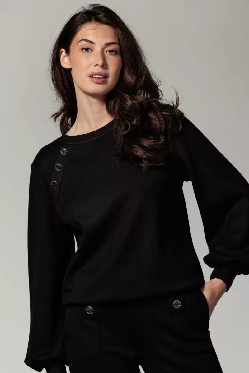 TRAMONTANA Sweater Sailor Buttons - Zwart