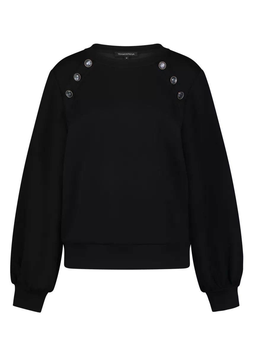 TRAMONTANA Sweater Sailor Buttons - Zwart