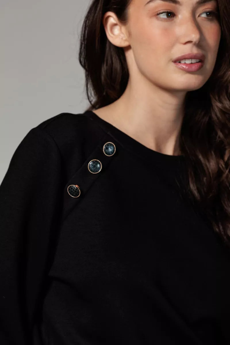 TRAMONTANA Sweater Sailor Buttons - Zwart