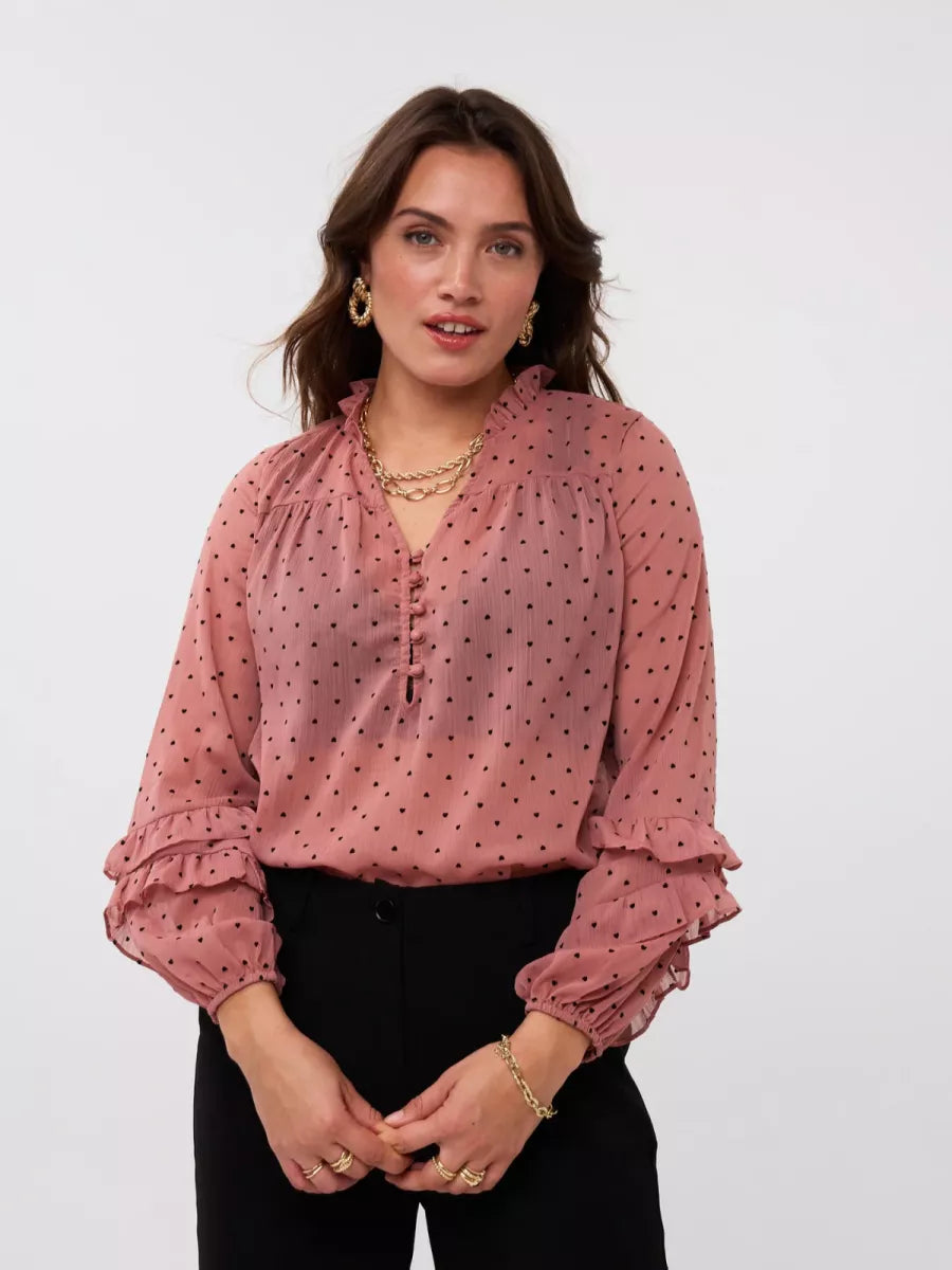 Ydence Nola Blouse - Soft Pink