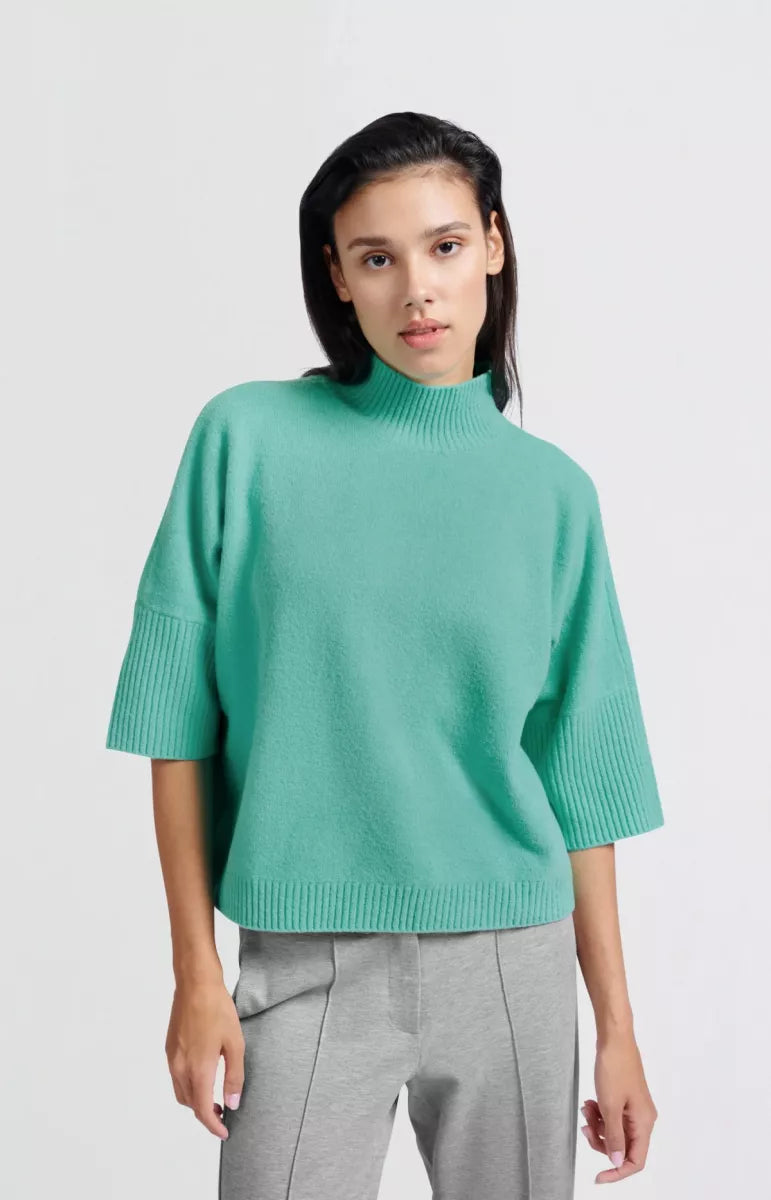 YAYA Soft Sweater with High Neck - Pool Blue