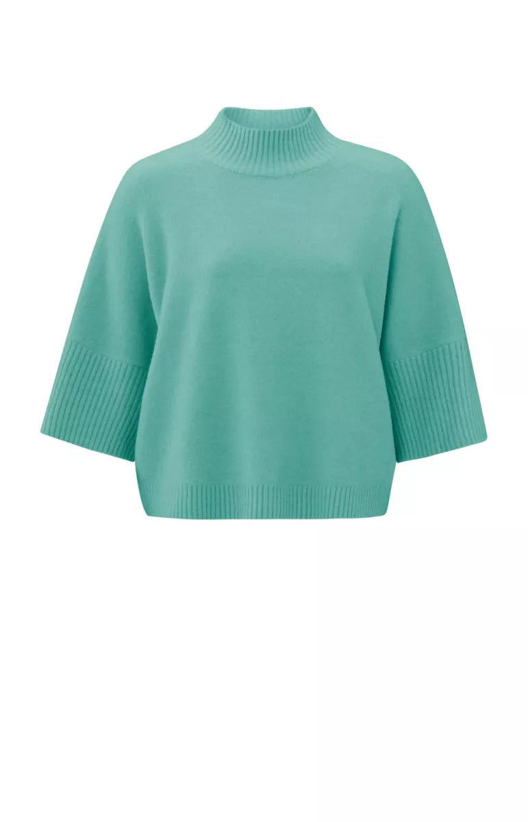 YAYA Soft Sweater with High Neck - Pool Blue