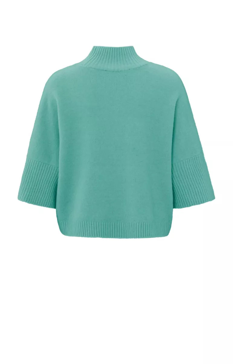 YAYA Soft Sweater with High Neck - Pool Blue