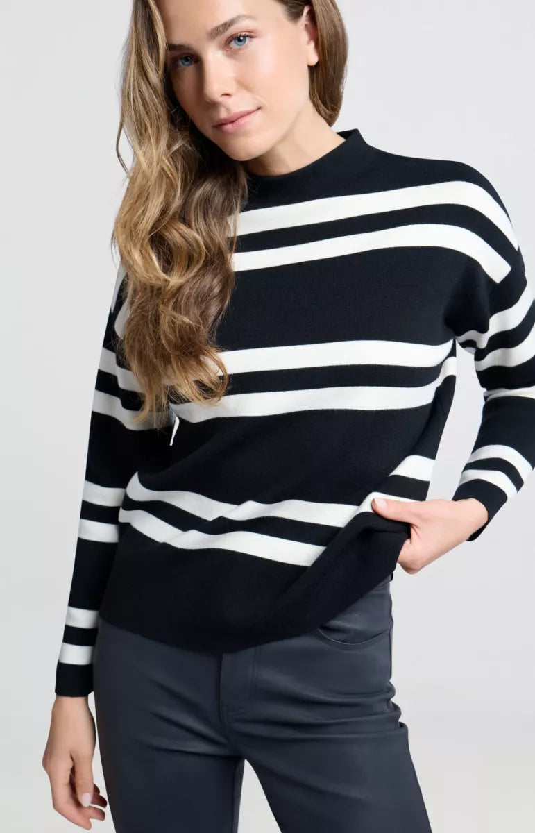 YAYA Basis Stripe knit - Zwart/wit