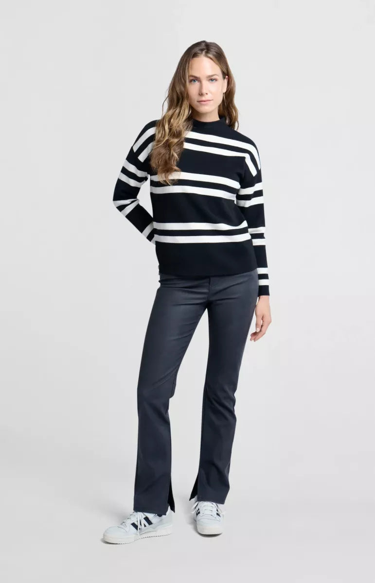 YAYA Basis Stripe knit - Zwart/wit